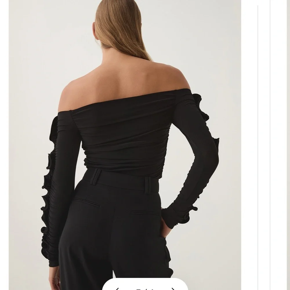 Aje Black Ruched Cut-Out Sleeve Blouse - Picture 4 of 7
